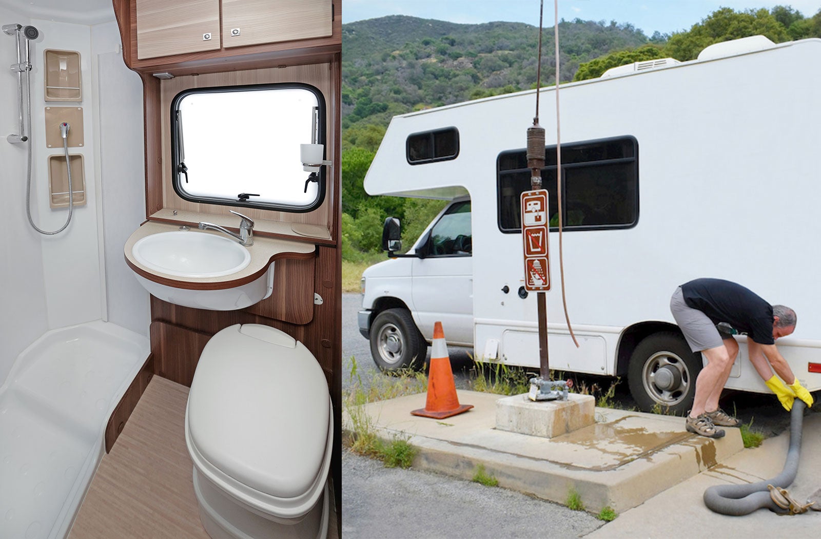 Portable RV/camper toilet and holding tank setup in Sherwood, Arkansas