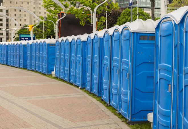 Seasonal porta potty units set up at a Sherwood, Arkansas venue